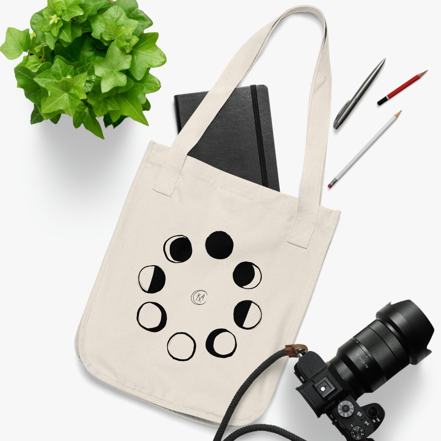 Lunar Phase Organic Canvas Tote Bag